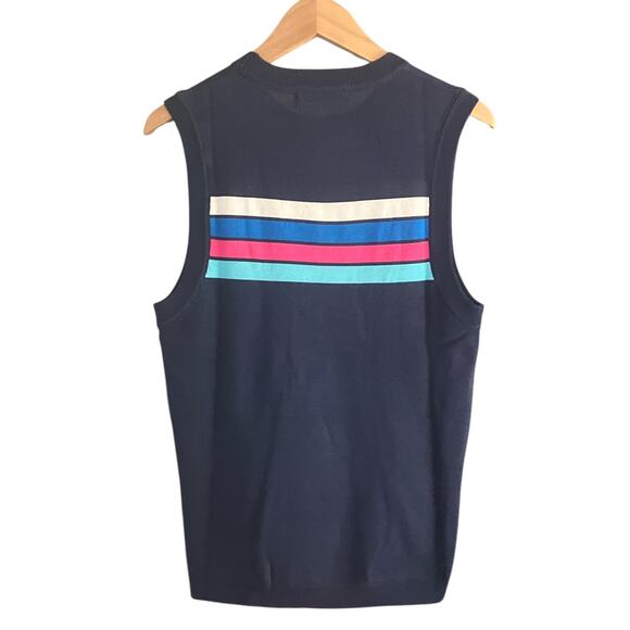 Andrew Christian Knit Stripe Sleeveless Shirt Navy Blue XL Extra Large - Picture 3 of 7